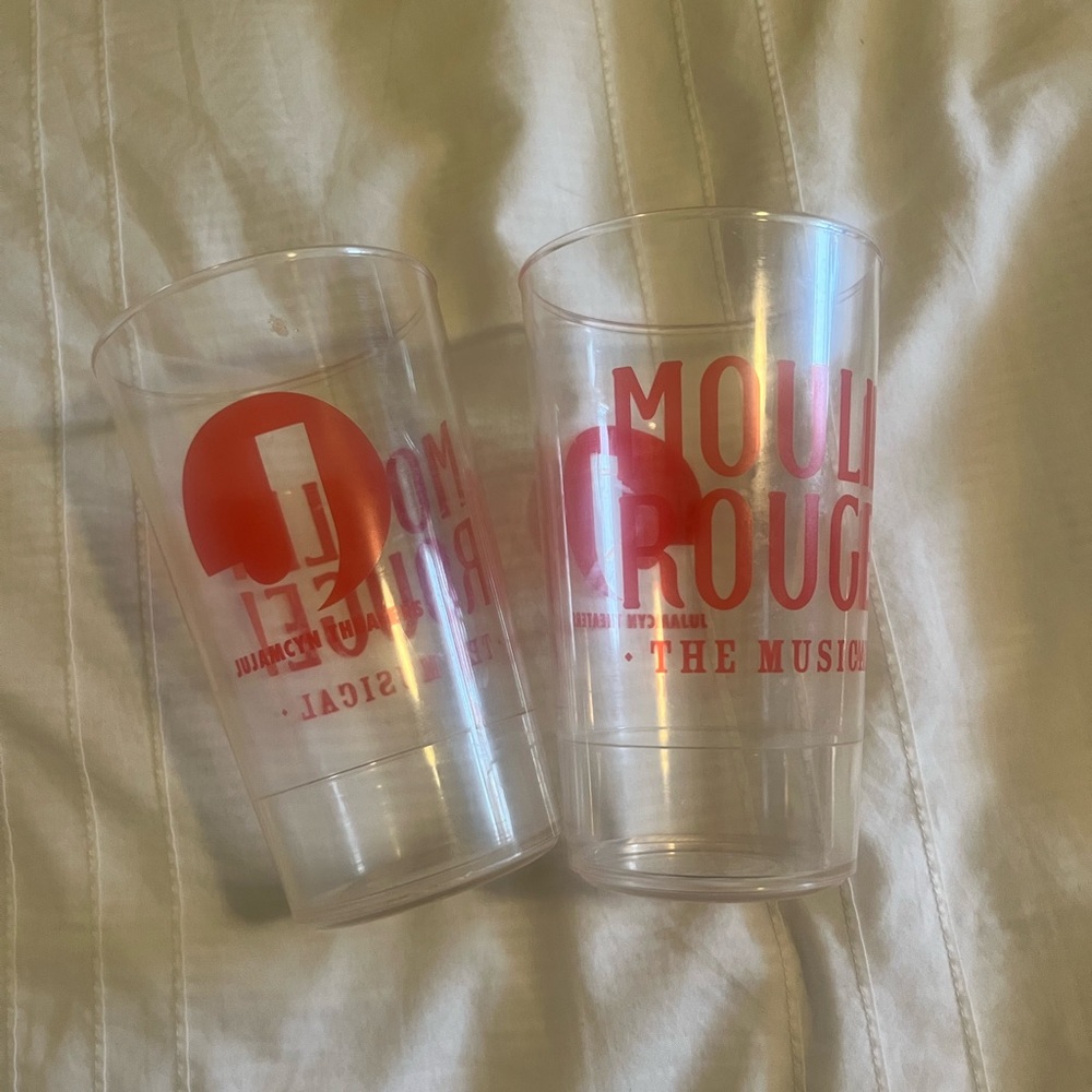 Moulin Rouge Broadway Plastic Cups - Red Logo (Set of 2)